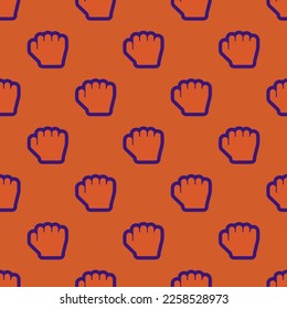 Una mano de azulejos repitiendo sin inconveniente, se aferra a un patrón de icono plano de llama y color índigo persa. Diseño para caja de pizza.