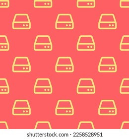 Seamless repeating tiling hdd o flat icon pattern of pastel red and mellow yellow color. Background for online meeting.
