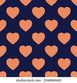 Nahtlose Wiederholung Herz flach Symbol Muster von Oxford blau und blasser Kupfer Farbe. Hintergrund der Website.