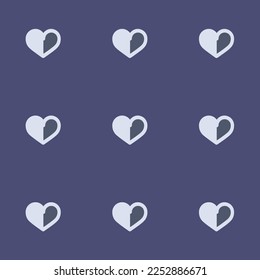 Impresionante repetición de láminas en el corazón semicírculo plano patrón de icono de nubes tormentosas y lavanda (web) color. Diseño para caja de pizza.