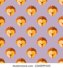 Seamless repeating tiling  hedgehog flat icon pattern of lilac and light pastel purple color. Design for name tag.