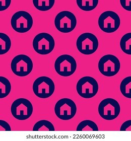 Seamless repeating tiling home alt flat icon pattern of vivid cerise and oxford blue color. Background for letter.