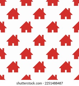 Seamless repeating tiling home flat icon pattern of white smoke and persian red color. Background for office.
