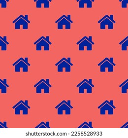 Seamless repeating tiling home flat icon pattern of light carmine pink and imperial blue color. Design for name tag.