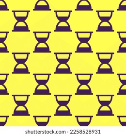 Seamless repeating tiling hourglass  flat icon pattern of icterine and outer space color. Design for quiz.