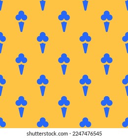 Seamless repeating tiling ice cream  flat icon pattern of sunglow and blue (crayola) color. Background for slides.