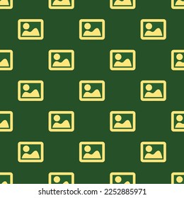 Seamless repeating tiling image flat icon pattern of hunter green and mellow yellow color. Background for slogan.