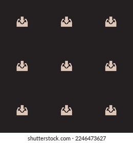 Seamless repeating tiling inbox flat icon pattern of dark jungle green and desert sand color. Background for story.