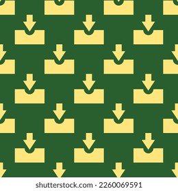 Seamless repeating tiling inbox flat icon pattern of hunter green and mellow yellow color. Background for login page.