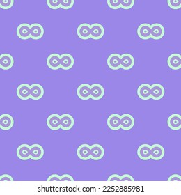 Seamless repeating tiling infinity outline flat icon pattern of light pastel purple and magic mint color. Background for business card.