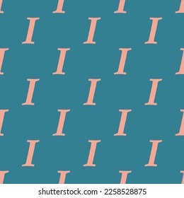 Seamless repeating tiling italic flat icon pattern of teal blue and light salmon pink color. Background for presentation.