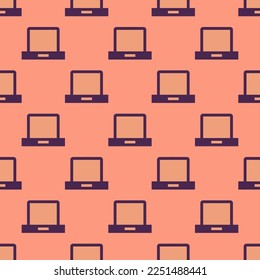 Seamless repeating tiling laptop flat icon pattern of light salmon and purple taupe color. Design for document cover.