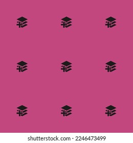 Seamless repeating tiling layer add flat icon pattern of fuchsia rose and dark jungle green color. Background for letter.