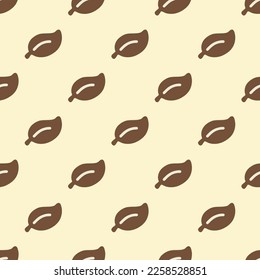 Seamless repeating tiling leaf flat icon pattern of eggshell and coffee color. Backround for motivational quites.