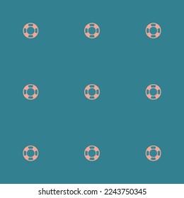 Seamless repeating tiling lifesaver flat icon pattern of teal blue and light salmon pink color. Background for logo design.