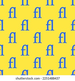 Icono plano de la ligadura de azulejos repitiendo sin inconveniente, de color azul y soleado (crayola). Diseño de notas.