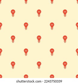 Seamless repeating tiling lightbulb coil flat icon pattern of moccasin and carmine pink color. Design for pizza box.