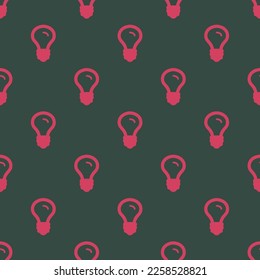 Seamless repeating tiling lightbulb o flat icon pattern of charcoal and brick red color. Background for selfie.