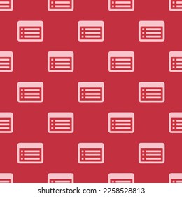 Seamless repeating tiling list alt flat icon pattern of persian red and bubble gum color. Background for online meeting.