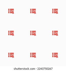 Seamless repeating tiling list merge flat icon pattern of isabelline and carmine pink color. Background for office.