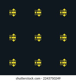 Seamless repeating tiling list reorder flat icon pattern of dark jungle green and aureolin color. Background for selfie.