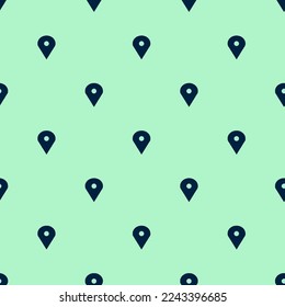 Seamless repeating tiling location round flat icon pattern of magic mint and oxford blue color. Background for quotes.