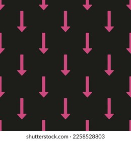 Impresionante repetición de baldosas de larga flecha hacia abajo patrón de icono plano de color rosa de la jungla oscura verde y fucsia. Antecedentes de la noticia.