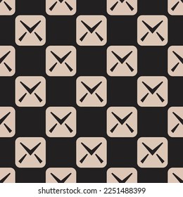 Seamless repeating tiling mail flat icon pattern of dark jungle green and desert sand color. Background for story.
