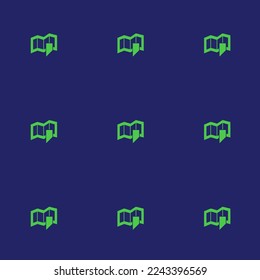 Seamless repeating tiling map location flat icon pattern of st. patrick's blue and paris green color. Background for website.