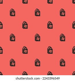 Seamless repeating tiling marketplace old flat icon pattern of terra cotta and black leather jacket color. Background for desktop.