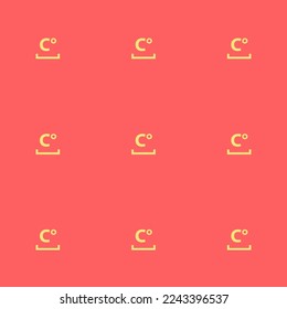 Seamless repeating tiling measure celcius flat icon pattern of pastel red and mellow yellow color. Background for desktop.
