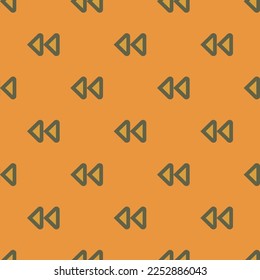 Seamless repeating tiling media rewind outline flat icon pattern of satin sheen gold and umber color. Background for UI design.