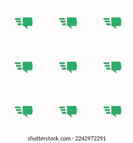 Seamless repeating tiling message send flat icon pattern of white smoke and medium sea green color. Background for slogan.