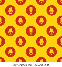 Seamless repeating tiling mic alt flat icon pattern of yellow (ncs) and dark pastel red color. Background for flyer.