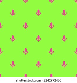 Seamless repeating tiling microphone google flat icon pattern of green-yellow and rose bonbon color. Design for name tag.