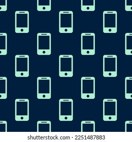 Seamless repeating tiling mobile flat icon pattern of oxford blue and magic mint color. Background for office.