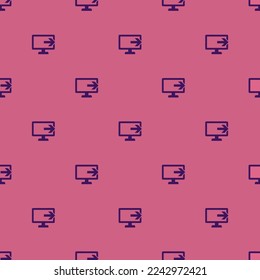 Seamless repeating tiling monitor to flat icon pattern of pale violet-red and persian indigo color. Design for brochure cover.