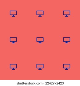 Seamless repeating tiling monitor flat icon pattern of light carmine pink and imperial blue color. Design for postcard.