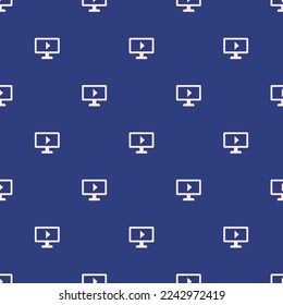 Seamless repeating tiling monitor play flat icon pattern of st. patrick's blue and linen color. Background for office.