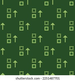 Seamless repeating tiling move up flat icon pattern of hunter green and dollar bill color. Background for story.
