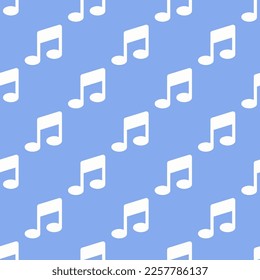 Música de mosaico repitiendo sin inconvenientes con un patrón de icono plano de color blanco y azul. Antecedentes del sitio web.