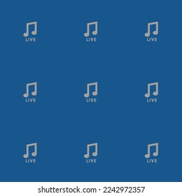 Seamless repeating tiling music live flat icon pattern of yale blue and dark gray color. Background for news report.