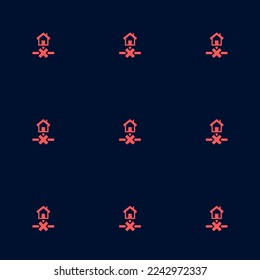 Seamless repeating tiling network home disconnect flat icon pattern of oxford blue and red-orange color. Background for website.