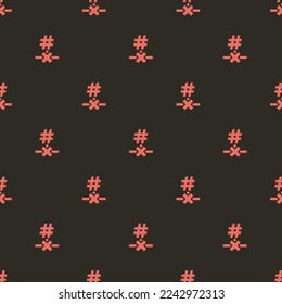 Seamless repeating tiling network port disconnect flat icon pattern of black leather jacket and terra cotta color. Design for notes.