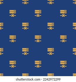 Seamless repeating tiling network server disconnect flat icon pattern of st. patrick's blue and indian yellow color. Background for home screen.