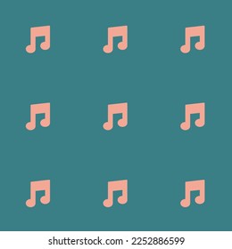 Seamless repeating tiling notes flat icon pattern of teal blue and light salmon pink color. Background for UI design.