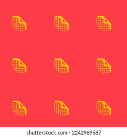 Seamless repeating tiling page corner folded grid flat icon pattern of coral red and golden poppy color. Design for album cover.