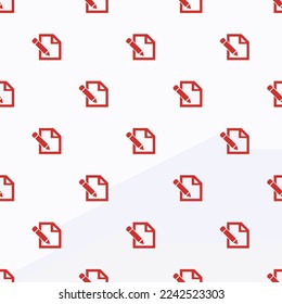 Seamless repeating tiling page edit flat icon pattern of white smoke and persian red color. Design for notes.