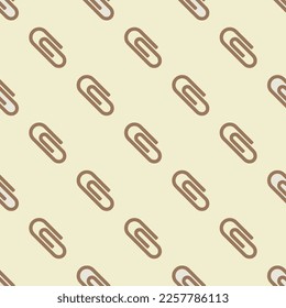 Seamless repeating tiling paperclip flat icon pattern of platinum and pale brown color. Design for birthday party banner.