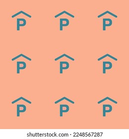 Seamless repeating tiling parking garage  flat icon pattern of light salmon pink and teal blue color. Background for website.